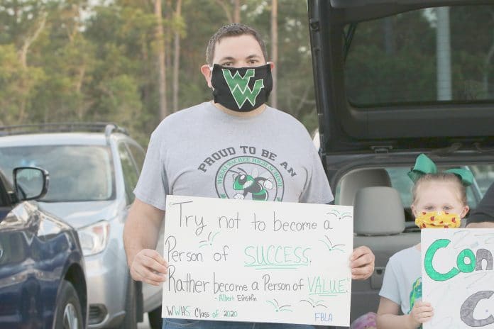 Teacher, Jason Daly’s message to Weeki Wachee Seniors: “Try not to become a Person of SUCCESS. Rather become a person of VALUE” -Albert Einstein