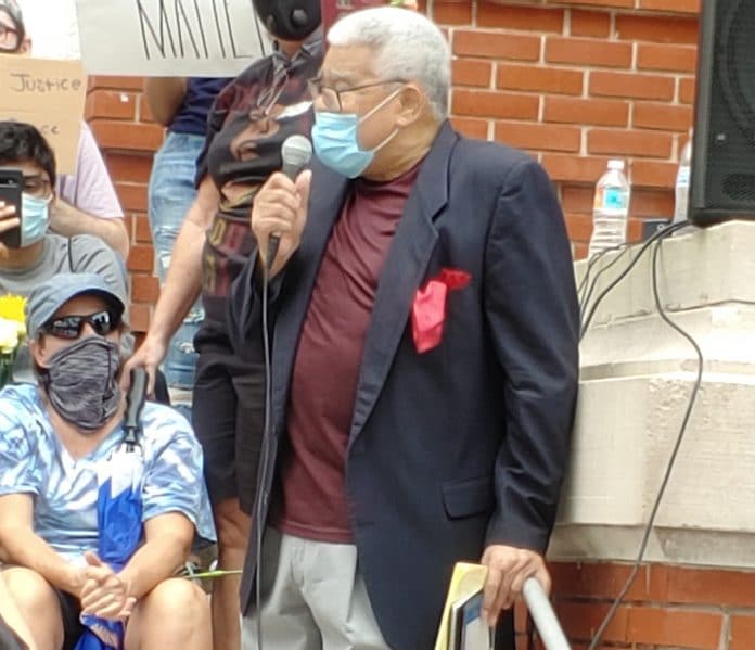 Local NAACP leader Paul Douglas at the demonstration in downtown Brooksville.