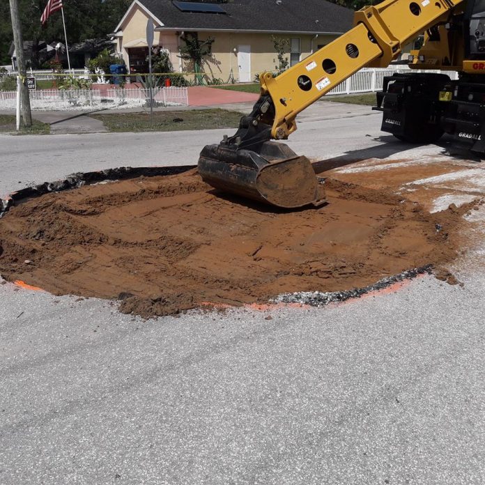 filled in sinkhole