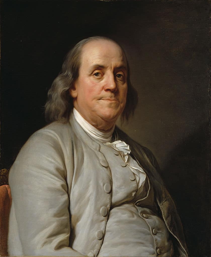 1785 portrait of Benjamin Franklin by artist Joseph Duplessis