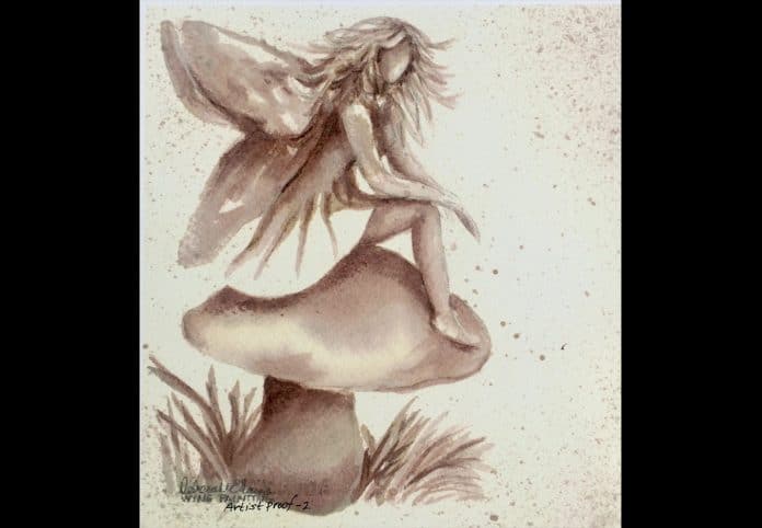 Florida artist Deborah Elaine captures the imagination with her vibrant watercolor, 'Mushroom Fairy'