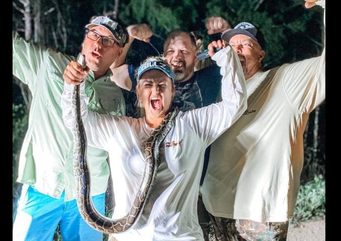Myron Looker, Meghan Bailes, Matthew Kogo and Vince Noble saving the Glades, one python at a time