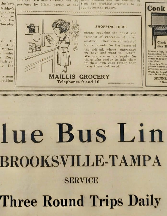 A glimpse at the July 16, 1925 issue of The Brooksville Herald