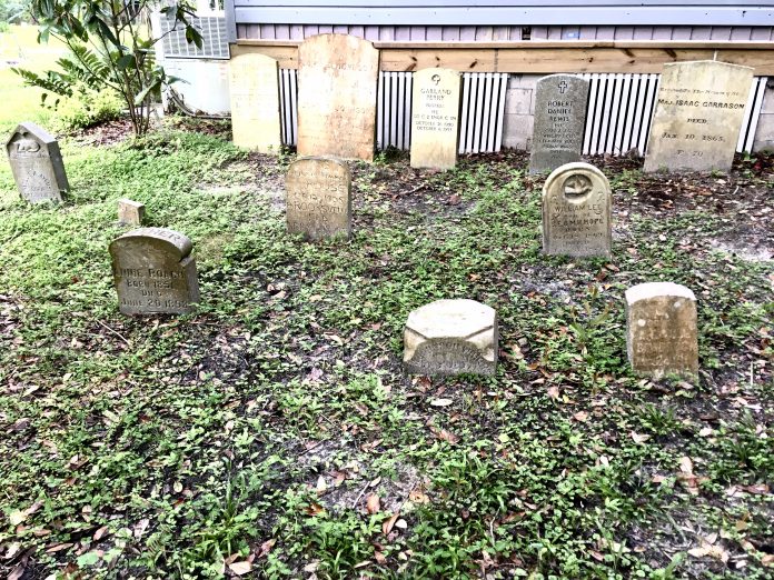 Headstone from Bayport Cemetery at Maystringer House