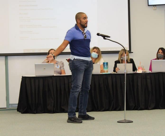 Mohammed, originally from Morocco and new US citizen tells the school board we are all one.