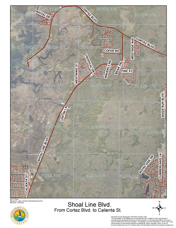 Shoal Line roadwork between between Cortez Boulevard (SR 50) and Calienta Street is to begin on on September 21, 2020