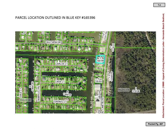 Hernando Beach Seafood Parcel Location