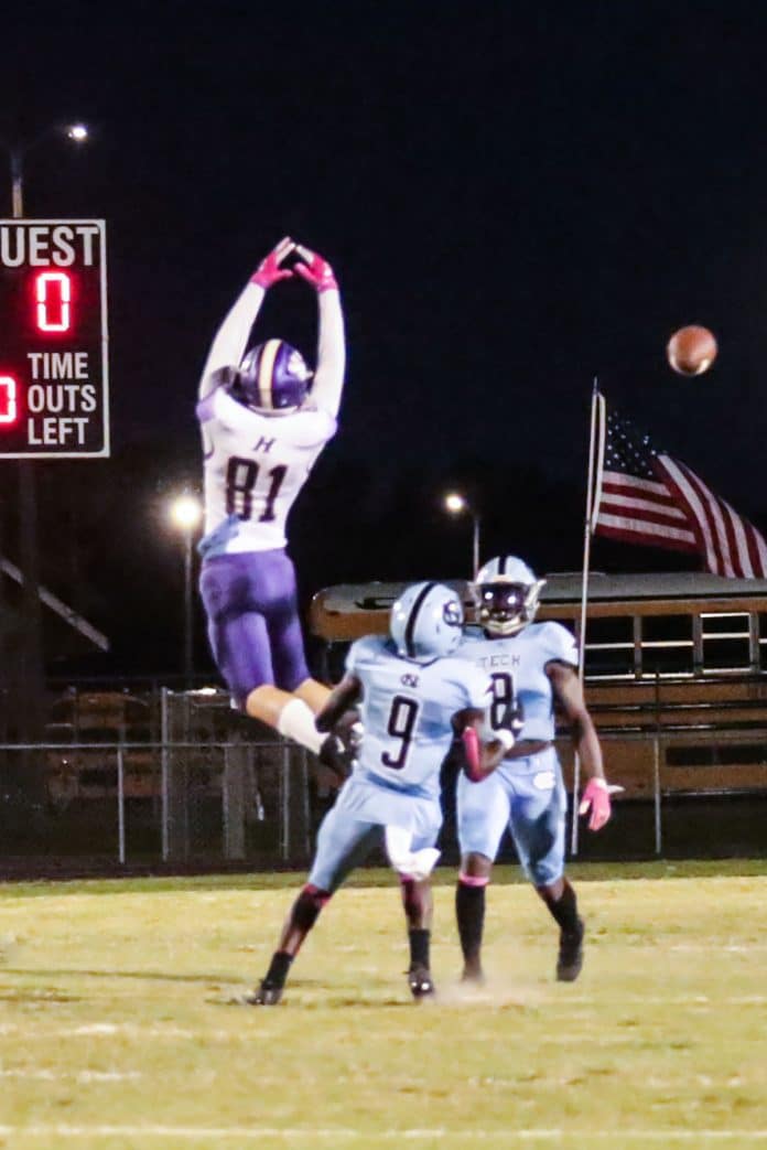  Friday night October 9, 2020 Hernando took on Nature Coast. Leopard QB Dominic Bowers throws to Leopard #81 Jacob Lape, incomplete pass for the Leopards.  Photo by Cheryl Clanton