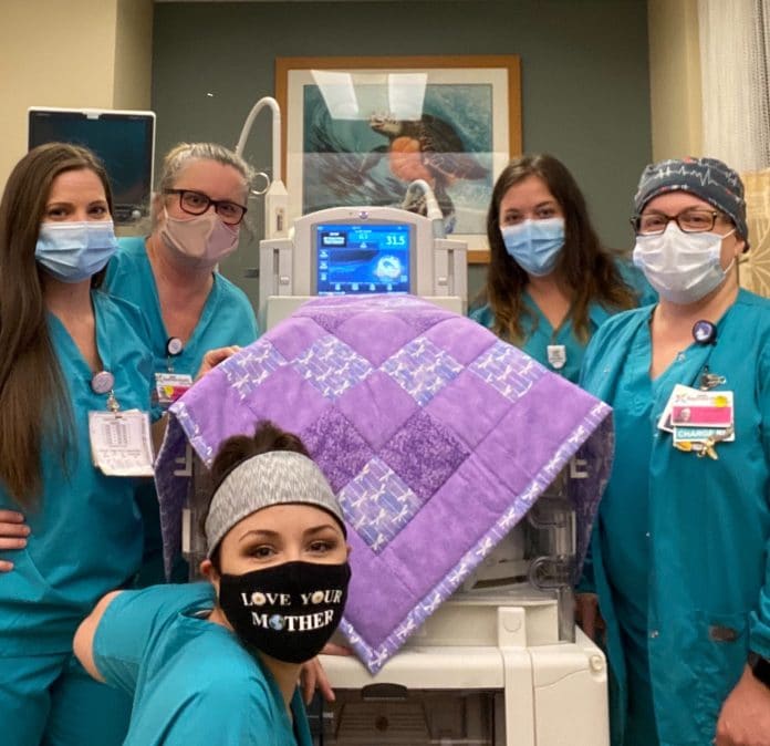 Bayfront Baby Place NICU team members from left to right: Megan Washington, Dawn Stevens, Demidra Tsouris, Crystal Rodriguez, Meredith Pritchard