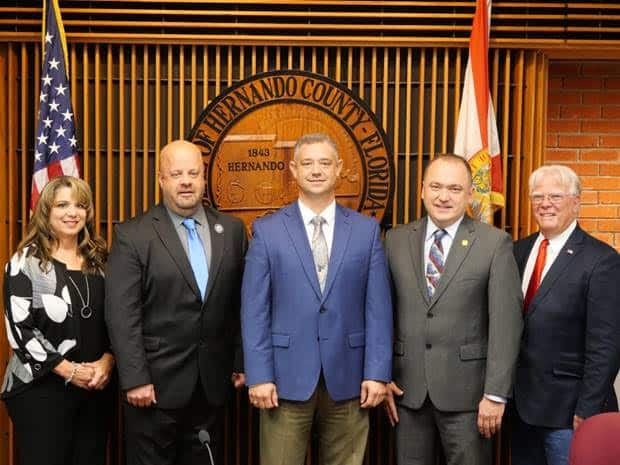 (L to R) Commissioner Beth Narverud, Second Vice Chair Jeff Holcomb, Chairman John Allocco, Vice Chairman Steve Champion, Commissioner Wayne Dukes