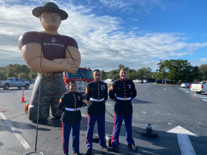 (L-R) Sgt. Dilia Vicharra (Recruiter); MSgt. Jose Infante (Retired), Hernando County Toys For Tots Coordinator; Staff Sergeant Austin Barber (Recruiter)