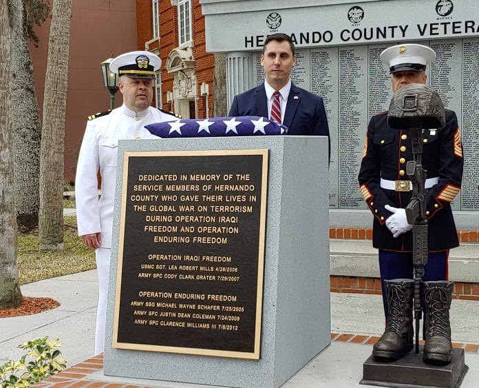 (L-R) Jeff Holcomb, Brent Lowman, Sgt. José Infante, USMC (Ret.)