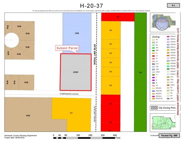 Hernando Beach Marina Zoning Map- Hernando County Planning Dept.