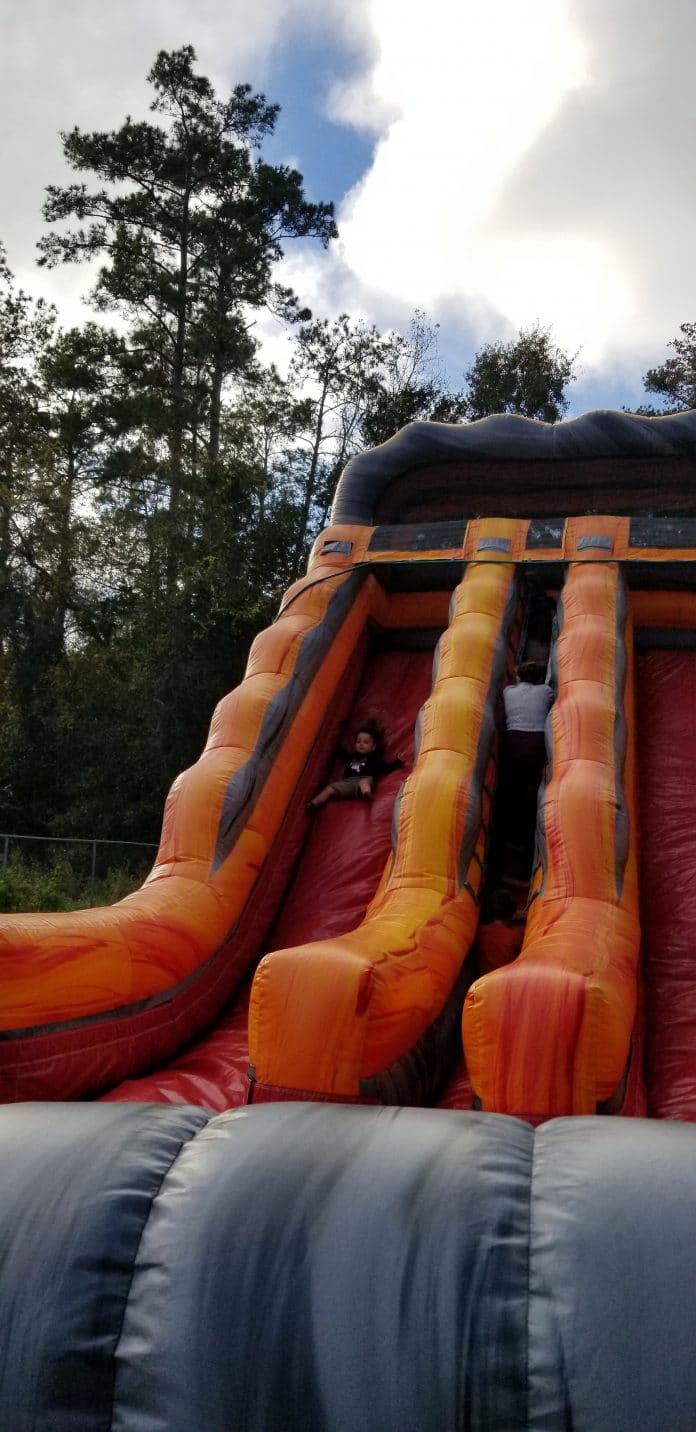 Bounce house outside Live Oak Theatre 