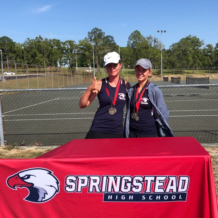 District Winner #1 Singles Jolie Miller, Springstead and Undefeated #2 Singles Aszti Chadzynski, Springstead Photo courtesy of Kim Palmer.