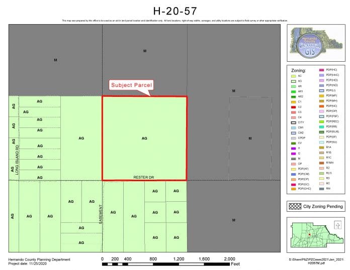 Property location ( Map from Hernando County BOCC May 11 Agenda)