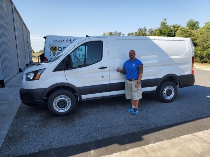 Climate controlled Ford Transit 250 cargo van – Billy Simas, CFB Warehouse Manager, is pictured alongside.