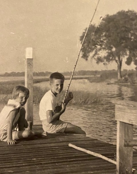 My brother Lou with his cane pole.  A young sister Judy.  This is from the summer of 1958.