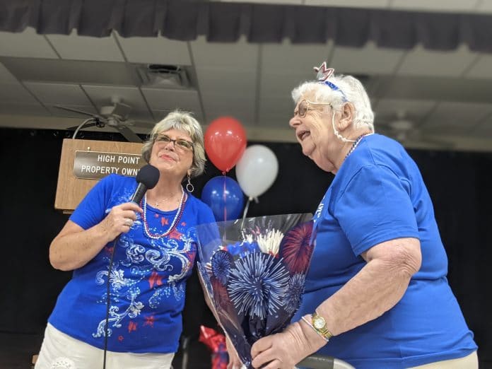 Joan Barker (right) honored as Grand Marshal of the July 4th High Point Parade