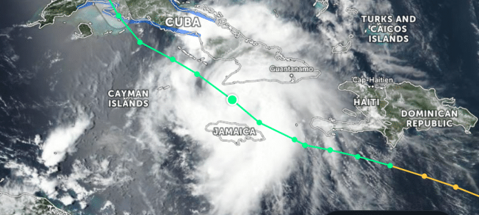 Sattelite image of Tropical Storm Elsa.  Photo by Zoom Earth, NASA, NOAA, GSFC, EOSDIS, Suomi NPP-VIIRS,NHC