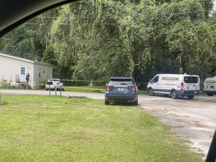 Deputies on the scene of a double shooting with one fatality in the Lake Lindsey area of Brooksville, Aug. 16, 2021. 