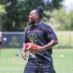 “I like to see the kids that got that talent I had at that age and hope to take their talent to the next step,” Goodson said. Tyrone Goodson at Ernie Wever Youth Park, where he offered his free football camp for the youth.