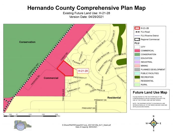 Hernando County Comprehensive Plan Map of Subject Parcel and surrounding properties.