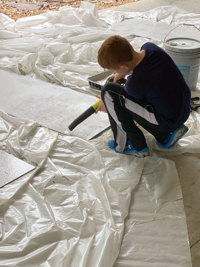 Photos provided by Vince Vanni of campers building the set for Shrek Jr.