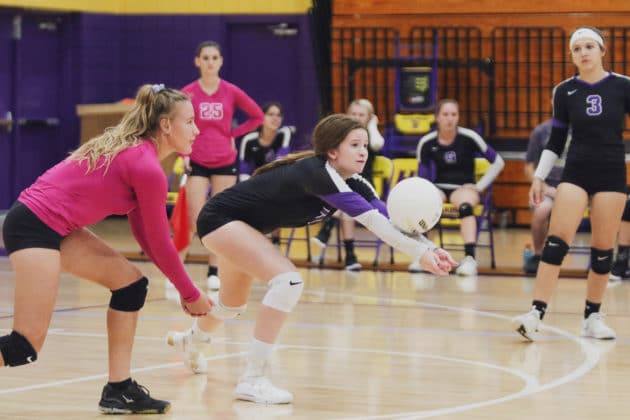 Hernando’s Brooke Hart (7) bumps the ball during the match against the Central on their home court Hernando High School on Wednesday, Sept 22, 2021. Photo by Alice Mary Herden
