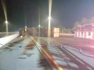 Tractor trailer overturned