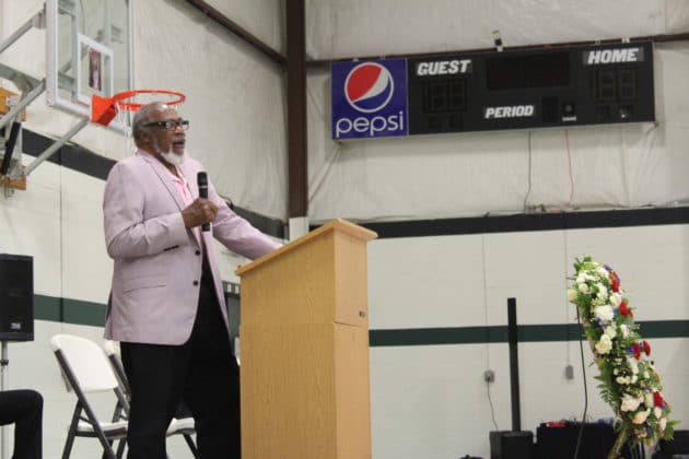 Harry Washington Jr (US Army Ret.) speaks at the City of Brooksville Veterans Day Celebration 2021 at Jerome Brown Community Center.