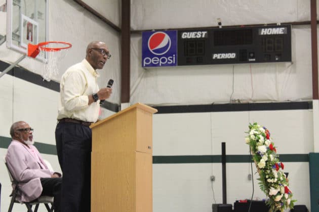 Robert Ford (Chief Warrant Officer 4 US Army Ret.) speaks at the City of Brooksville Veterans Day Celebration 2021 at Jerome Brown Community Center.