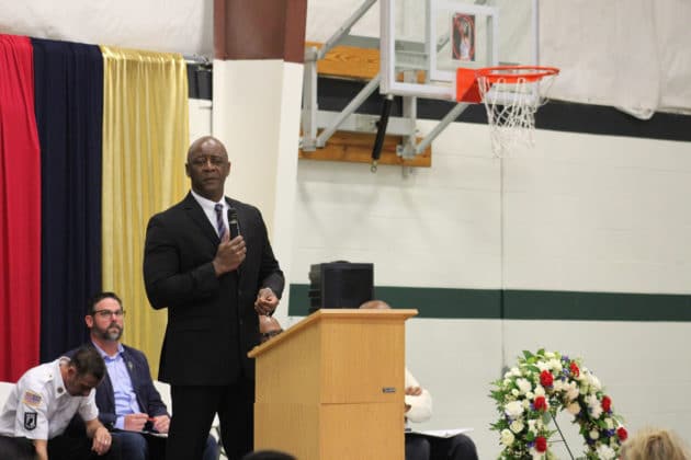 Bill Pope (US Army Ret.) speaks at the City of Brooksville Veterans Day Celebration 2021 at Jerome Brown Community Center.