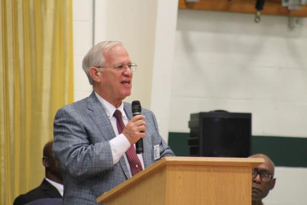 Mayor Pat Brayton speaks at the City of Brooksville 2021 Veterans Day Celebration