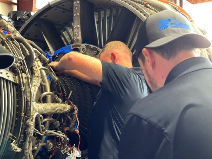 Pem-Air Turbine engine mechanics, photo courtesy of Hernando County Office of Economic Development.