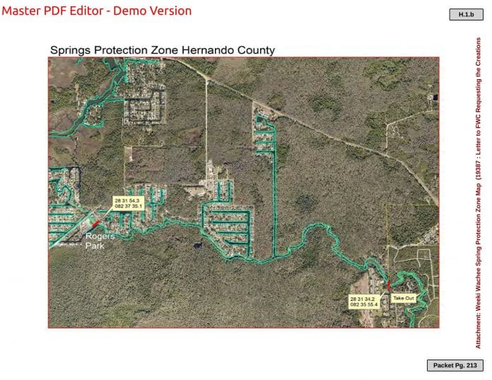 Map of Springs Protection Zone Weeki Wachee River