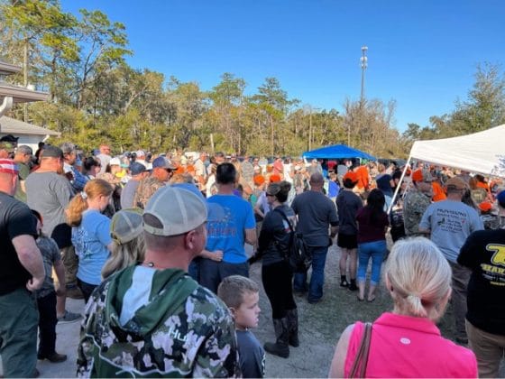 A view of the crowd gathered at the 2nd Annual Brooksville Squirrel Hunt. Photo by Valerie Ansell.