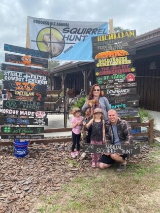 DC Simms and his wife Amanda and their daughthers at the 2nd Annual Brooksille Squirrel Hunt.