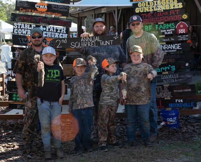 Some top competitors of the squirrel hunt. Back row - Wade Exum, Daniel Rebston and Jason Packard fron row - Bentley Packard, Colton Packard, Lane Exum and Fisher Rebston.
