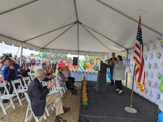 Sophia Watson makes remarks at the groundbreaking