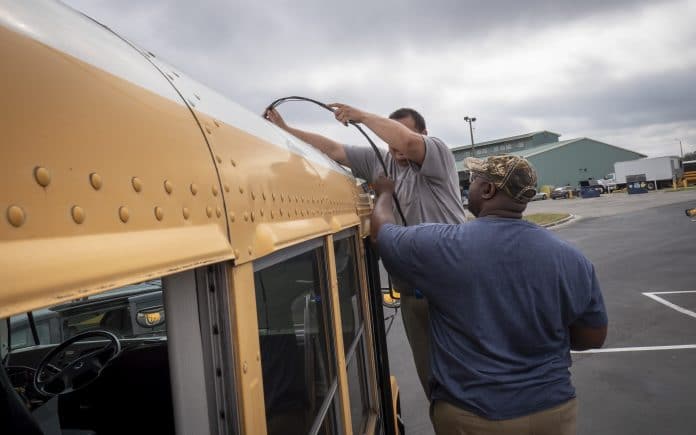 Bus WIFI Install- Photo courtesy of Hernando Schools.