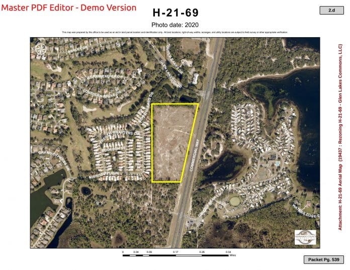 development Glen Lakes front aerial map