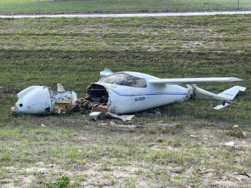A pilot crash landed a two-seat QAC Quickie Q2 airplane on March 17 near Powell Middle School. Photo courtesy of HCSO.