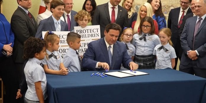 Gov. Ron DeSantis signs HB1557 at Classical Prep Academy in Spring Hill (Pasco))