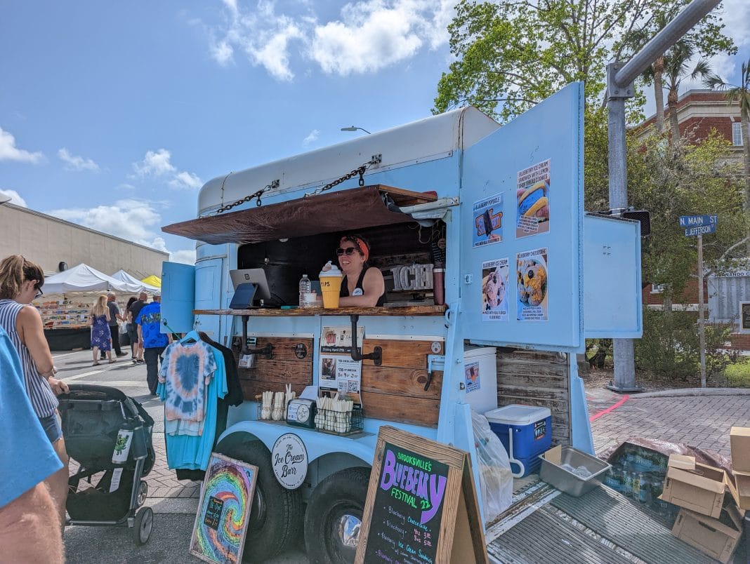 Ice Cream Barr setup their ice cream trailer that is normally located on McIntyre Rd