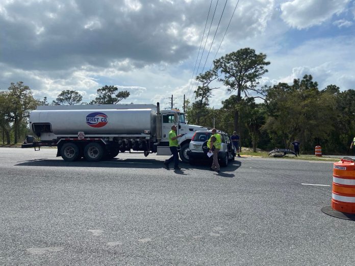 A tanker and passenger vehicle collide at US 19 and Hexam Rd.