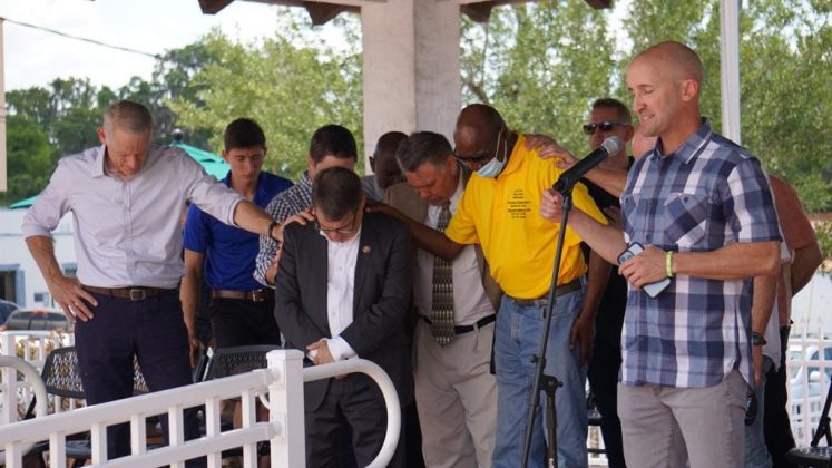 May 5, 2022 National Day of Prayer, Brooksville Commons Pastors praying for our national government leaders / courtesy of Javen Mirabella