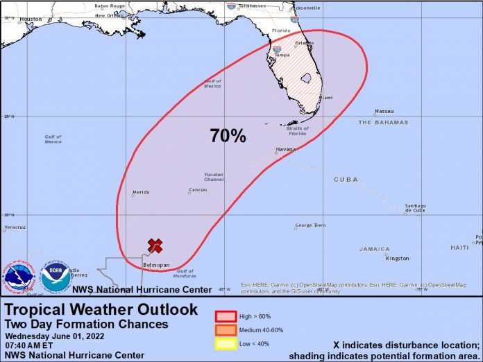 Tropical Weather Outlook - two day formation chances 70%