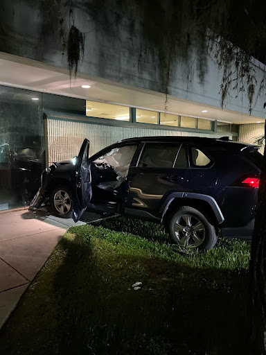 Teen crashes vehicle into HCSO headquarters. Photo courtesy of HCSO