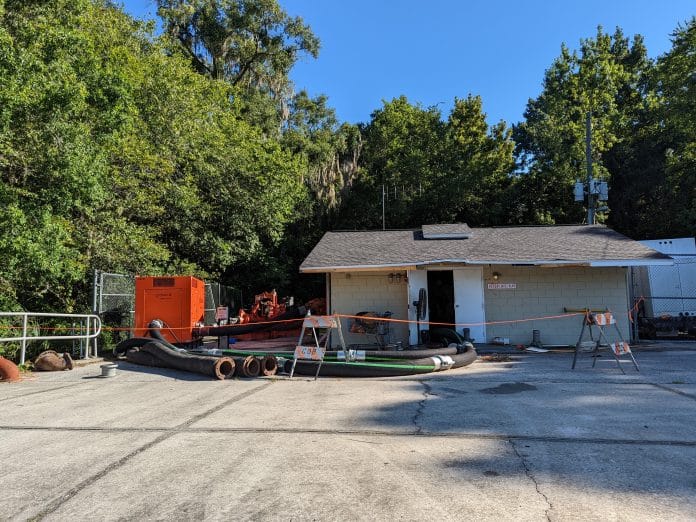 Aug. 9, 2022- Lift Station at 19289 Cortez Blvd - by pass pumps are being used to handle the wastewater after a pump failure July 20-21, 2022.